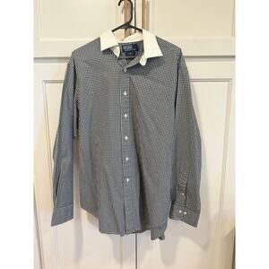 Vintage Polo Ralph Lauren Regent Classic 17 34/35 Black Gingham Oxford shirt